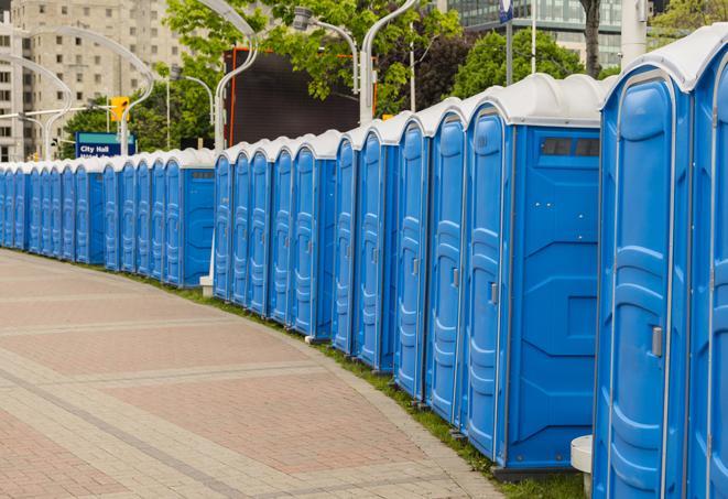 Seasonal porta potty units set up at a Vacaville, California venue